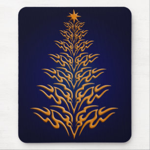 Blue Stylish Christmas Tree Mouse Pad