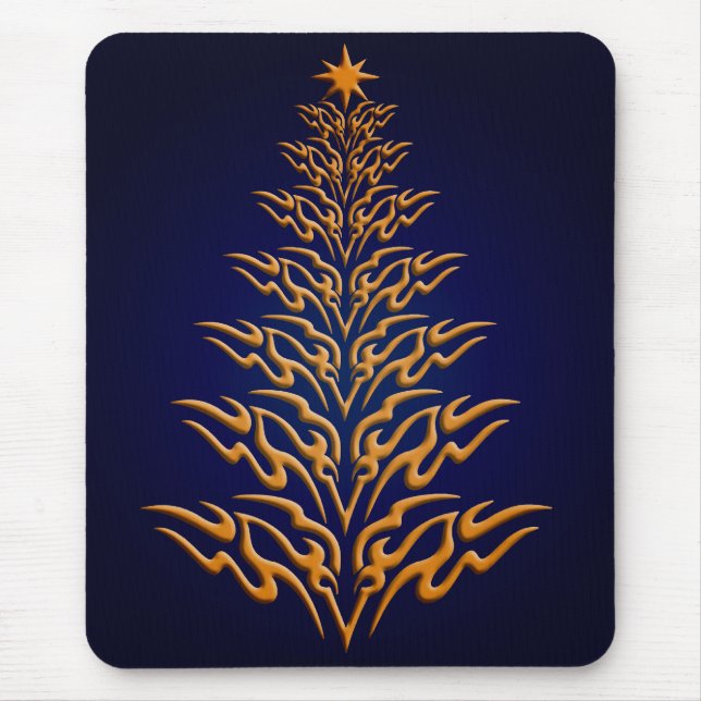 Blue Stylish Christmas Tree Mouse Pad (Front)