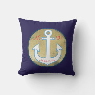 blue & stylish, his & her, custom nautical outdoor cushion