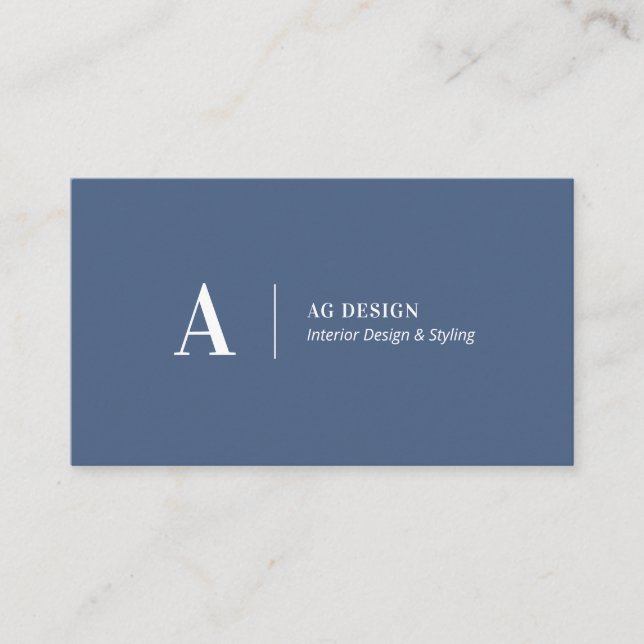 Blue Stylish Modern Minimal Business Cards (Front)