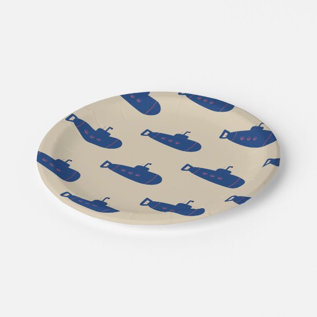 Blue Submarine Paper Plate (Angled)