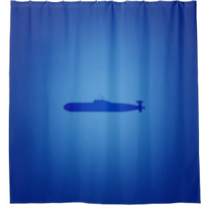 Blue submarine shower curtain