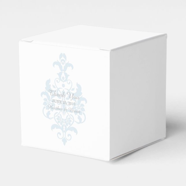 Blue Subtle Damask Favour Boxes (Front Side)