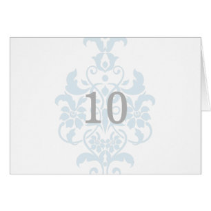 Blue Subtle Damask Table Number Card
