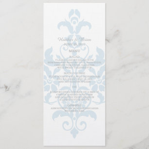 Blue Subtle Damask Wedding Menu