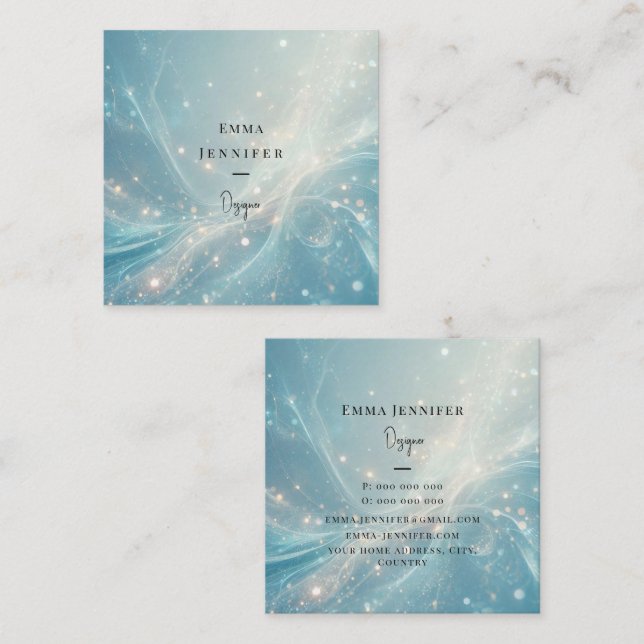 blue Subtle gentle glitter background Square Business Card (Front/Back)