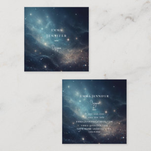 Blue Subtle gentle glitter background Square Business Card