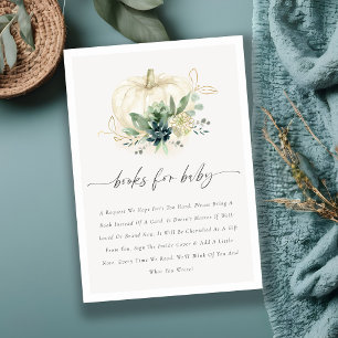 Blue Succulent Pumpkin Books for Baby Shower Enclosure Card