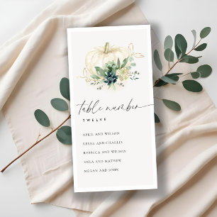 Blue Succulent Pumpkin Seating Chart Table Number