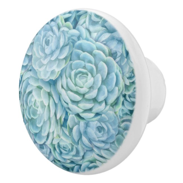 Blue succulents ceramic knob (Right)