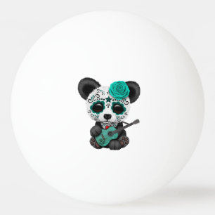 Blue Sugar Skull Panda Playing Guitar Ping Pong Ball