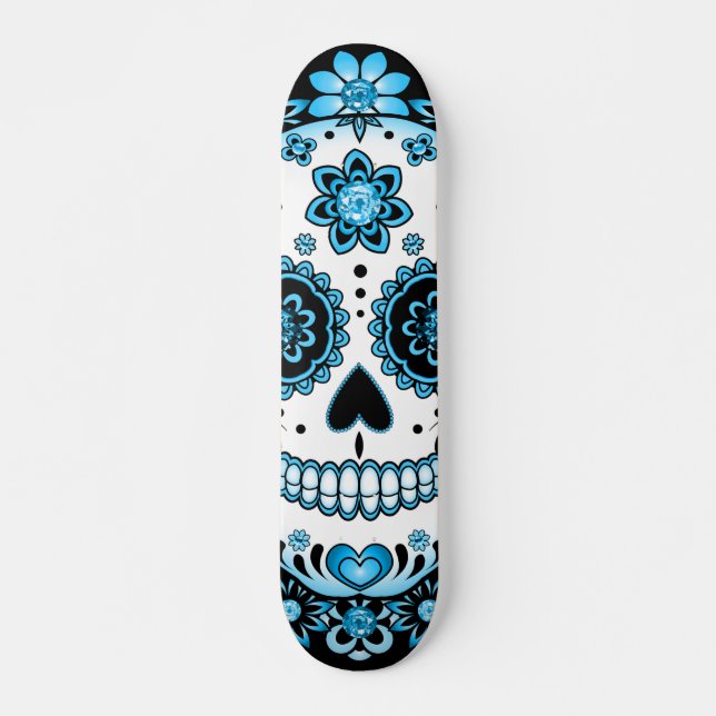 Blue Sugar Skull Skateboard (Front)