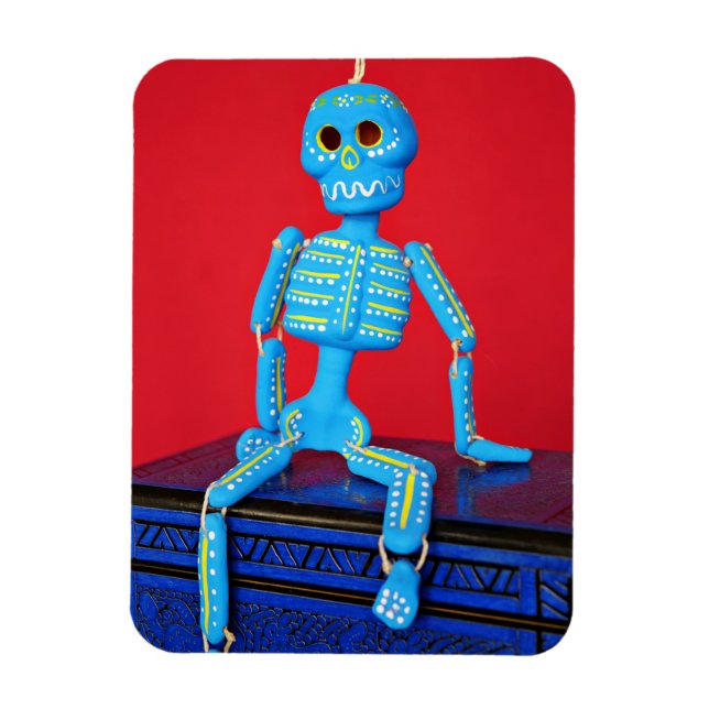 Blue Sugar Skull Skeleton Magnet (Vertical)