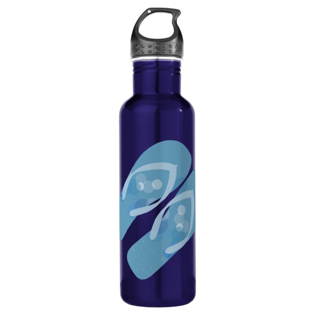 Blue Summer Beach Theme Flip Flops Bottle (Front)