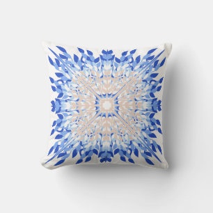 Blue summer coastal floral print cushion