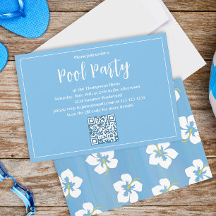 Blue Summer Party Custom Floral Invitation