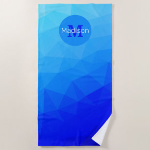 Blue summer sea geometric mesh pattern Monogram Beach Towel
