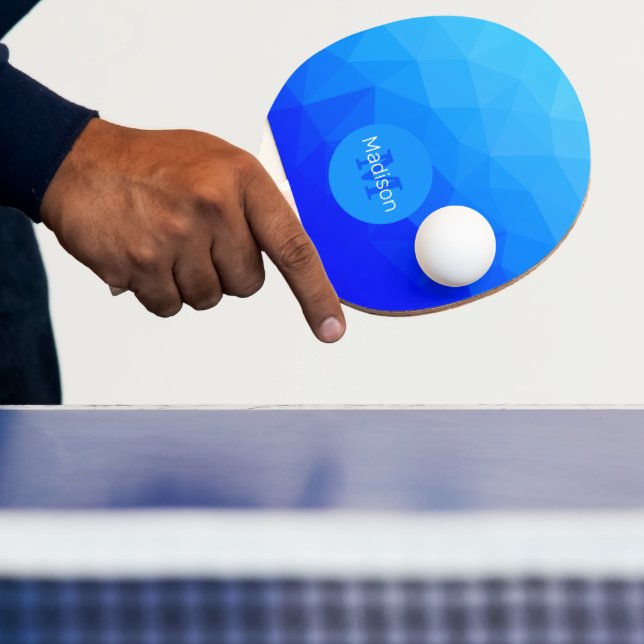 Blue summer sea geometric mesh pattern Monogram Ping Pong Paddle (Insitu)