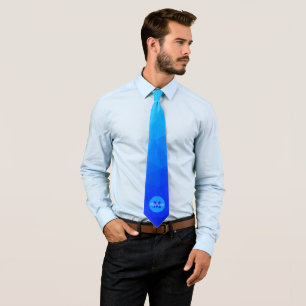 Blue summer sea geometric mesh pattern Monogram Tie