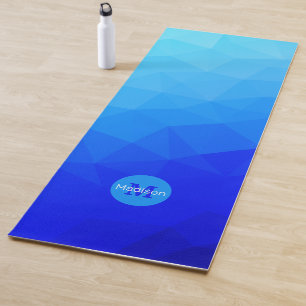 Blue summer sea geometric mesh pattern Monogram Yoga Mat
