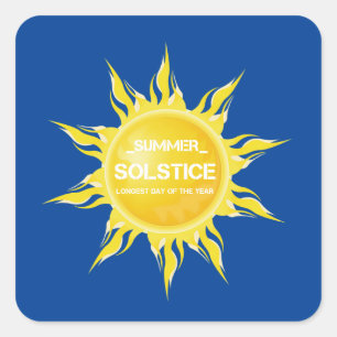 Blue summer solstice the longest day of the year square sticker