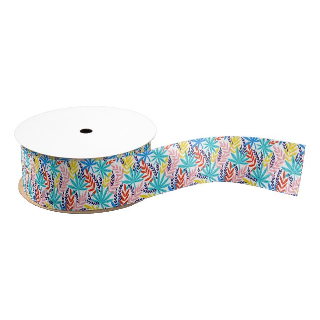 Blue Summer Wild Botanical Garden  Grosgrain Ribbon (Spool)