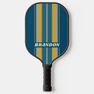 Blue Sun Board Stripes with Name Pickleball Paddle
