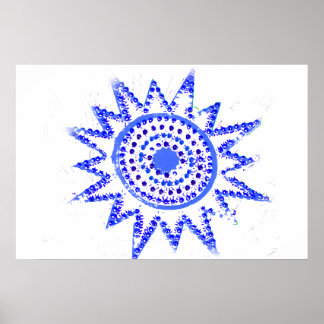Blue Sun in Lights Grunge Cutout Poster