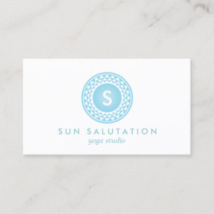 BLUE SUN LOGO MONOGRAM for YOGA STUDIO, TEACHER Business Card