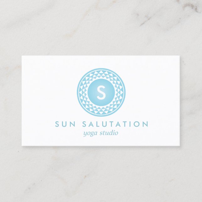 BLUE SUN LOGO MONOGRAM for YOGA STUDIO, TEACHER Business Card (Front)