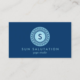 BLUE SUN LOGO MONOGRAM III for YOGA STUDIO Business Card