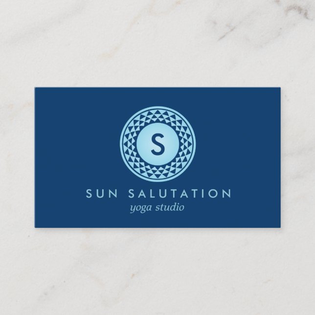 BLUE SUN LOGO MONOGRAM III for YOGA STUDIO Business Card (Front)