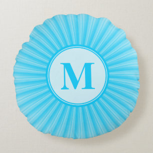 Blue Sun Monogram Customisable Round Cushion