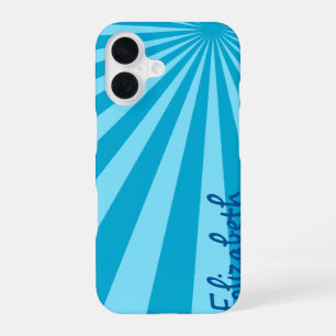 Blue Sunburst "Add Your Name" iPhone 16 Case