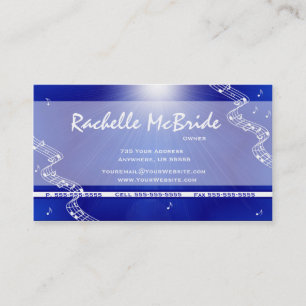 Blue Sunburst Music Notes Business Cards