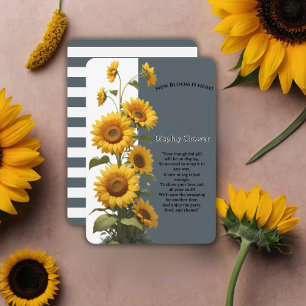 Blue Sunflower Baby Shower Enclosure Card