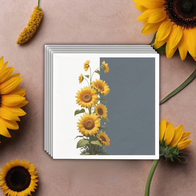 Blue Sunflower Baby Shower Napkin (Creator Uploaded)