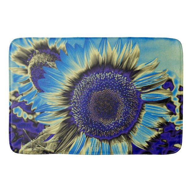 Blue Sunflower Bath Mat (Front)