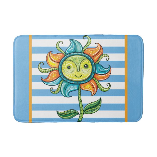 Blue Sunflower Bath Mat (Front)