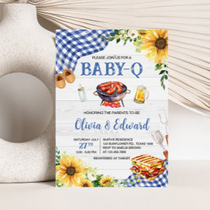 Blue Sunflower BBQ Baby Shower  Invitation