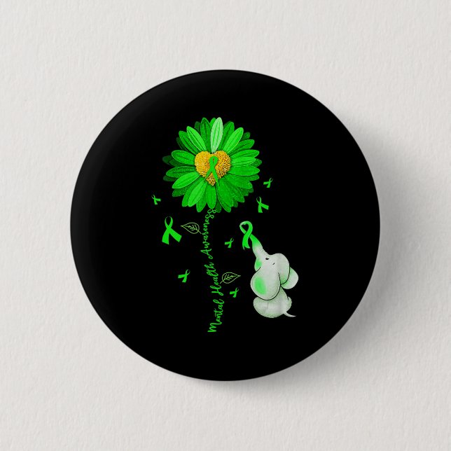 Blue Sunflower Elephan Outfit Spread Mental Health 6 Cm Round Badge (Front)