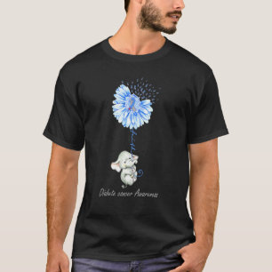 Blue Sunflower Elephant Diabete Awareness T-Shirt