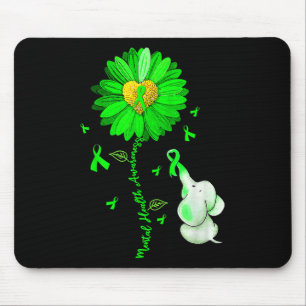 Blue Sunflower Elephant Spread Mental Health Aware Mouse Pad
