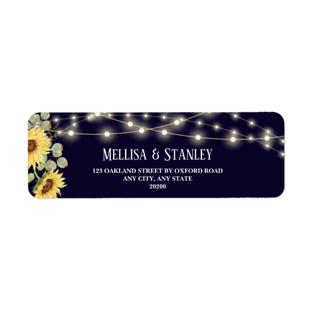 Blue Sunflower Eucalyptus Wedding Return Address  (Front)