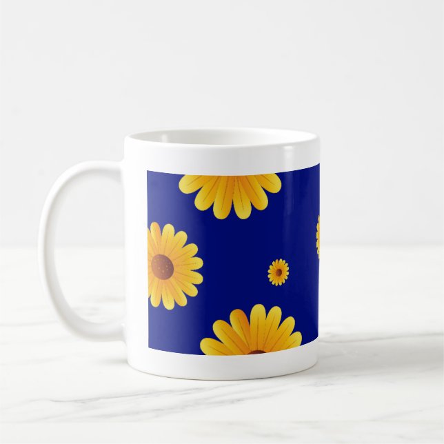 Blue Sunflower Floral Mug – Bright & Cheerful  (Left)