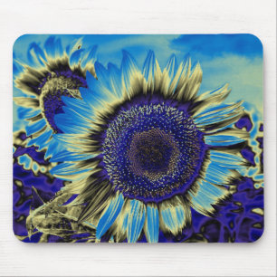 Blue Sunflower Mouse Pad