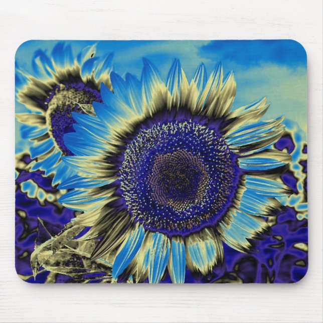 Blue Sunflower Mouse Pad (Front)
