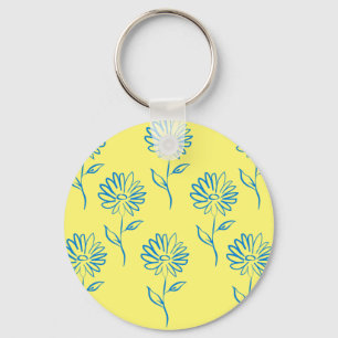Blue Sunflower Pattern  Key Ring