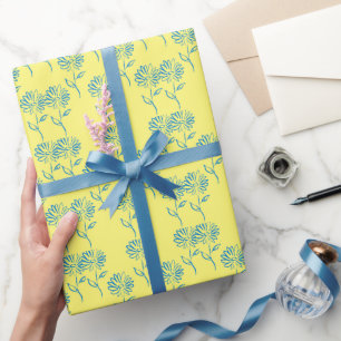 Blue Sunflower Pattern Wrapping Paper