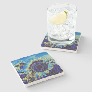 Blue Sunflower Stone Coaster
